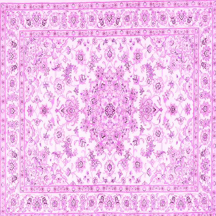Square Machine Washable Persian Pink Traditional Rug, wshtr3557pnk