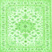 Round Machine Washable Persian Green Traditional Area Rugs, wshtr3557grn