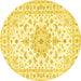 Round Machine Washable Persian Yellow Traditional Rug, wshtr3557yw