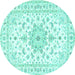 Round Persian Turquoise Traditional Rug, tr3557turq