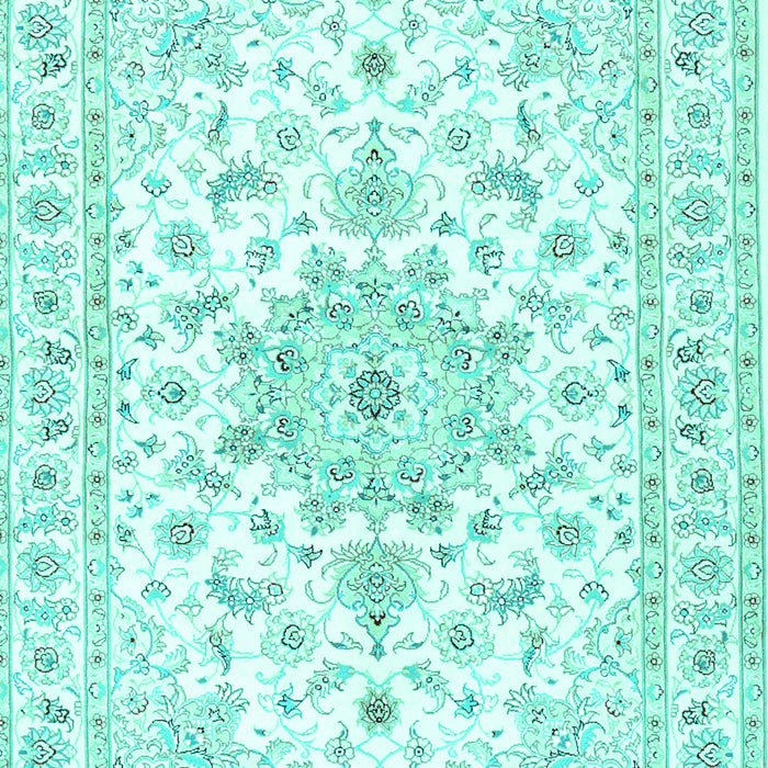 Machine Washable Persian Turquoise Traditional Area Rugs, wshtr3557turq