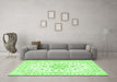 Machine Washable Persian Green Traditional Area Rugs in a Living Room,, wshtr3557grn