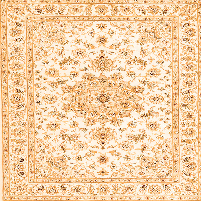 Round Machine Washable Persian Orange Traditional Area Rugs, wshtr3557org