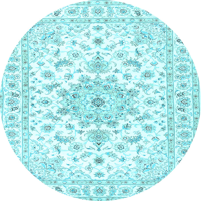 Round Persian Light Blue Traditional Rug, tr3557lblu