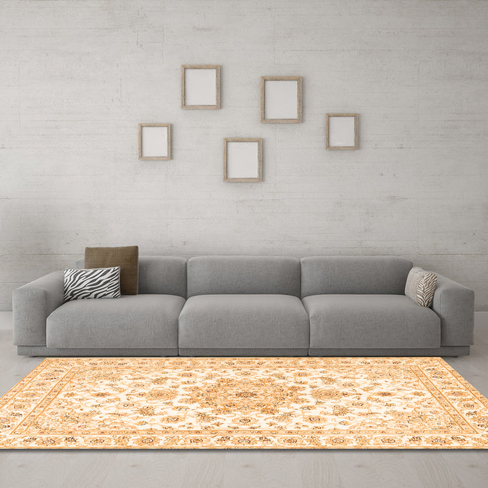 Machine Washable Persian Orange Traditional Area Rugs in a Living Room, wshtr3557org