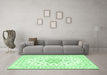 Machine Washable Persian Emerald Green Traditional Area Rugs in a Living Room,, wshtr3557emgrn