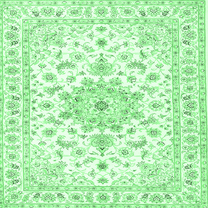 Square Machine Washable Persian Emerald Green Traditional Area Rugs, wshtr3557emgrn
