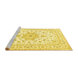 Sideview of Machine Washable Persian Yellow Traditional Rug, wshtr3557yw