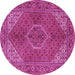 Round Machine Washable Persian Pink Traditional Rug, wshtr3558pnk