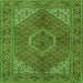 Round Machine Washable Persian Green Traditional Area Rugs, wshtr3558grn