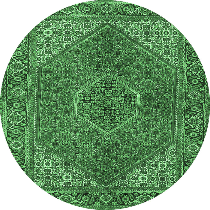 Round Persian Emerald Green Traditional Rug, tr3558emgrn