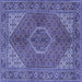 Square Machine Washable Persian Blue Traditional Rug, wshtr3558blu