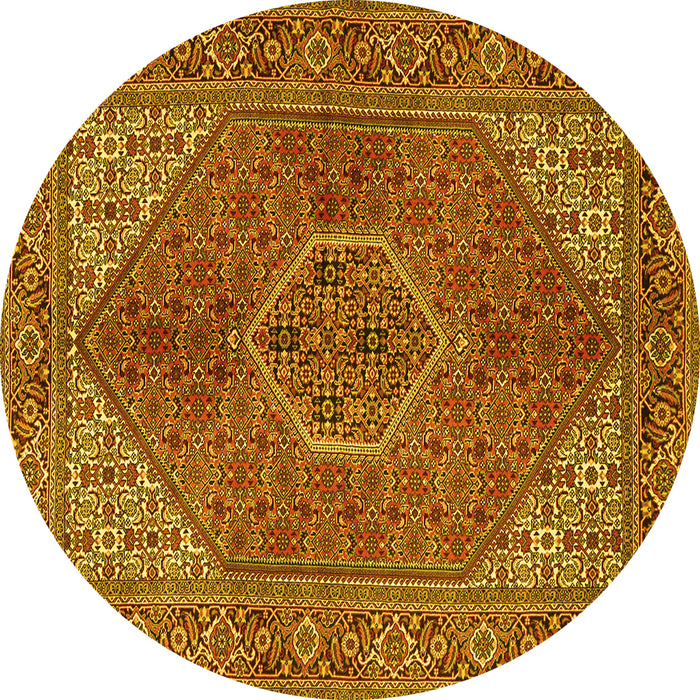 Round Machine Washable Persian Yellow Traditional Rug, wshtr3558yw