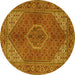 Round Machine Washable Persian Yellow Traditional Rug, wshtr3558yw