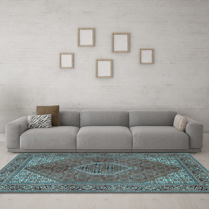 Machine Washable Persian Light Blue Traditional Rug in a Living Room, wshtr3558lblu