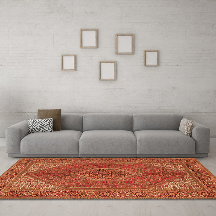 Machine Washable Persian Orange Traditional Area Rugs in a Living Room, wshtr3558org