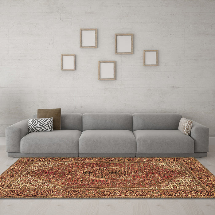 Machine Washable Persian Brown Traditional Rug in a Living Room,, wshtr3558brn