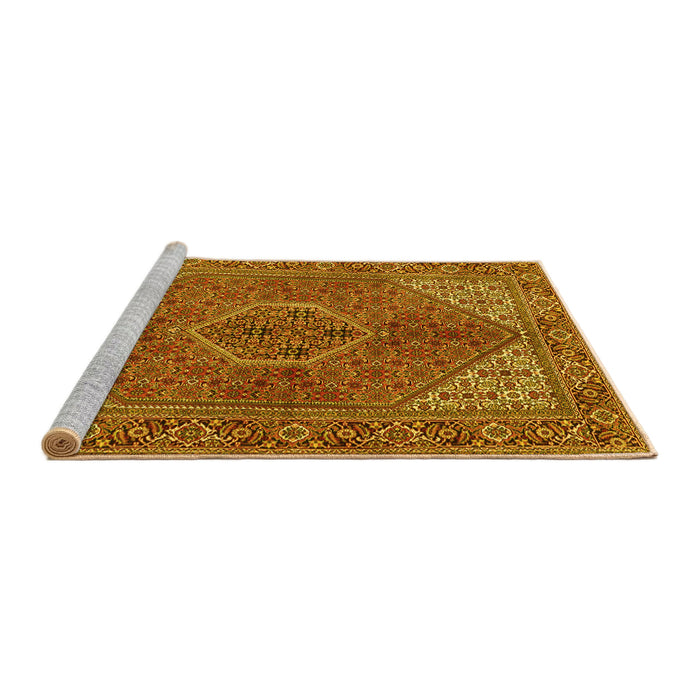 Sideview of Machine Washable Persian Yellow Traditional Rug, wshtr3558yw