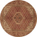 Round Machine Washable Persian Brown Traditional Rug, wshtr3558brn