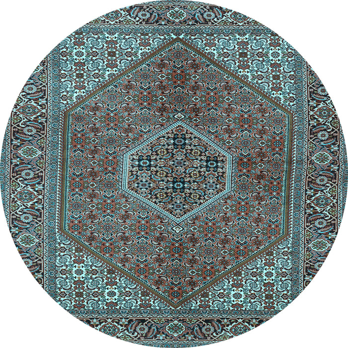 Round Machine Washable Persian Light Blue Traditional Rug, wshtr3558lblu