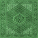 Square Machine Washable Persian Emerald Green Traditional Area Rugs, wshtr3558emgrn