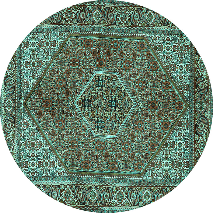 Round Machine Washable Persian Turquoise Traditional Area Rugs, wshtr3558turq