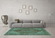 Machine Washable Persian Turquoise Traditional Area Rugs in a Living Room,, wshtr3558turq