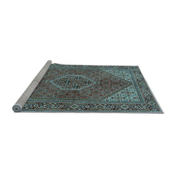 Sideview of Machine Washable Persian Light Blue Traditional Rug, wshtr3558lblu