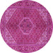 Round Persian Pink Traditional Rug, tr3558pnk