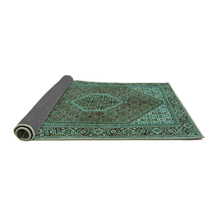 Sideview of Persian Turquoise Traditional Rug, tr3558turq