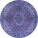 Round Machine Washable Persian Blue Traditional Rug, wshtr3558blu