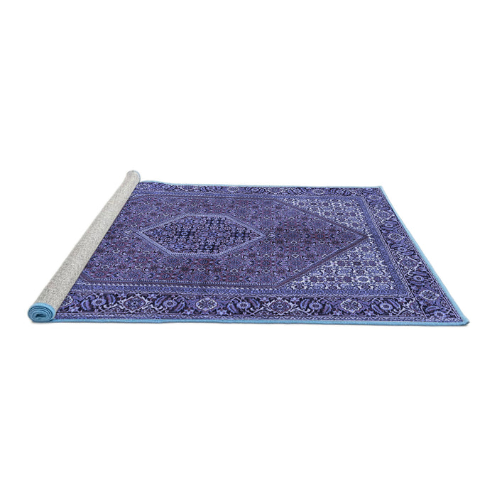 Sideview of Machine Washable Persian Blue Traditional Rug, wshtr3558blu