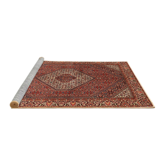 Sideview of Machine Washable Traditional Copper Red Pink Rug, wshtr3559