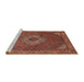 Sideview of Machine Washable Traditional Copper Red Pink Rug, wshtr3559