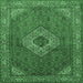 Square Medallion Emerald Green Traditional Rug, tr3559emgrn