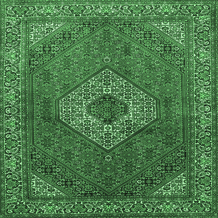 Square Machine Washable Medallion Emerald Green Traditional Area Rugs, wshtr3559emgrn