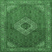 Square Machine Washable Medallion Emerald Green Traditional Area Rugs, wshtr3559emgrn