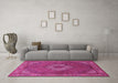 Machine Washable Medallion Pink Traditional Rug in a Living Room, wshtr3559pnk