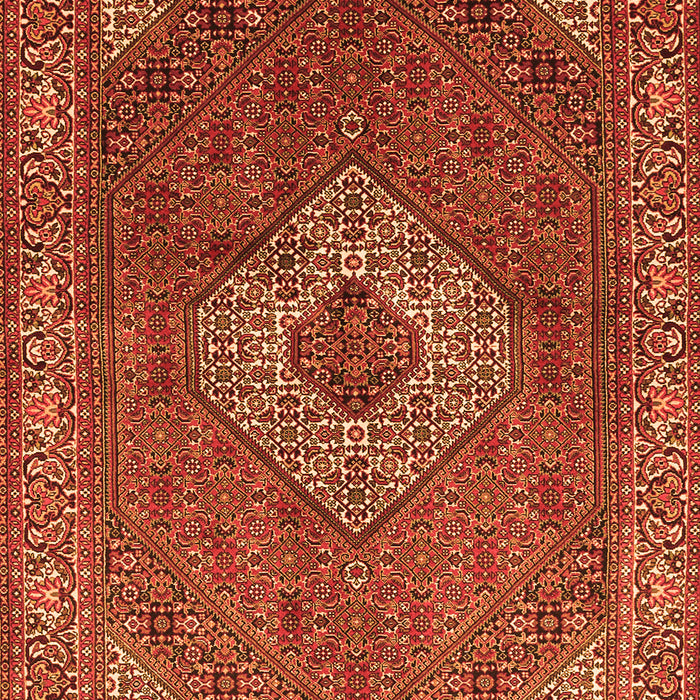 Serging Thickness of Machine Washable Medallion Orange Traditional Area Rugs, wshtr3559org