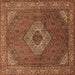 Square Medallion Brown Traditional Rug, tr3559brn