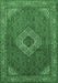 Machine Washable Medallion Emerald Green Traditional Area Rugs, wshtr3559emgrn