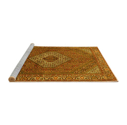 Sideview of Machine Washable Medallion Yellow Traditional Rug, wshtr3559yw