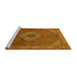 Sideview of Machine Washable Medallion Yellow Traditional Rug, wshtr3559yw