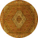 Round Medallion Yellow Traditional Rug, tr3559yw