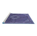 Sideview of Machine Washable Medallion Blue Traditional Rug, wshtr3559blu