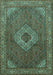 Machine Washable Medallion Turquoise Traditional Area Rugs, wshtr3559turq