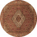 Round Medallion Brown Traditional Rug, tr3559brn