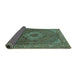 Sideview of Medallion Turquoise Traditional Rug, tr3559turq