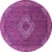 Round Medallion Purple Traditional Rug, tr3559pur