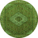 Square Medallion Green Traditional Rug, tr3559grn